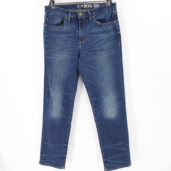 DEVIL DOG Dungarees Jeans Mens 32 L30 Sanforized Slim Straight Mid Rise stretch - Picture 1 of 14
